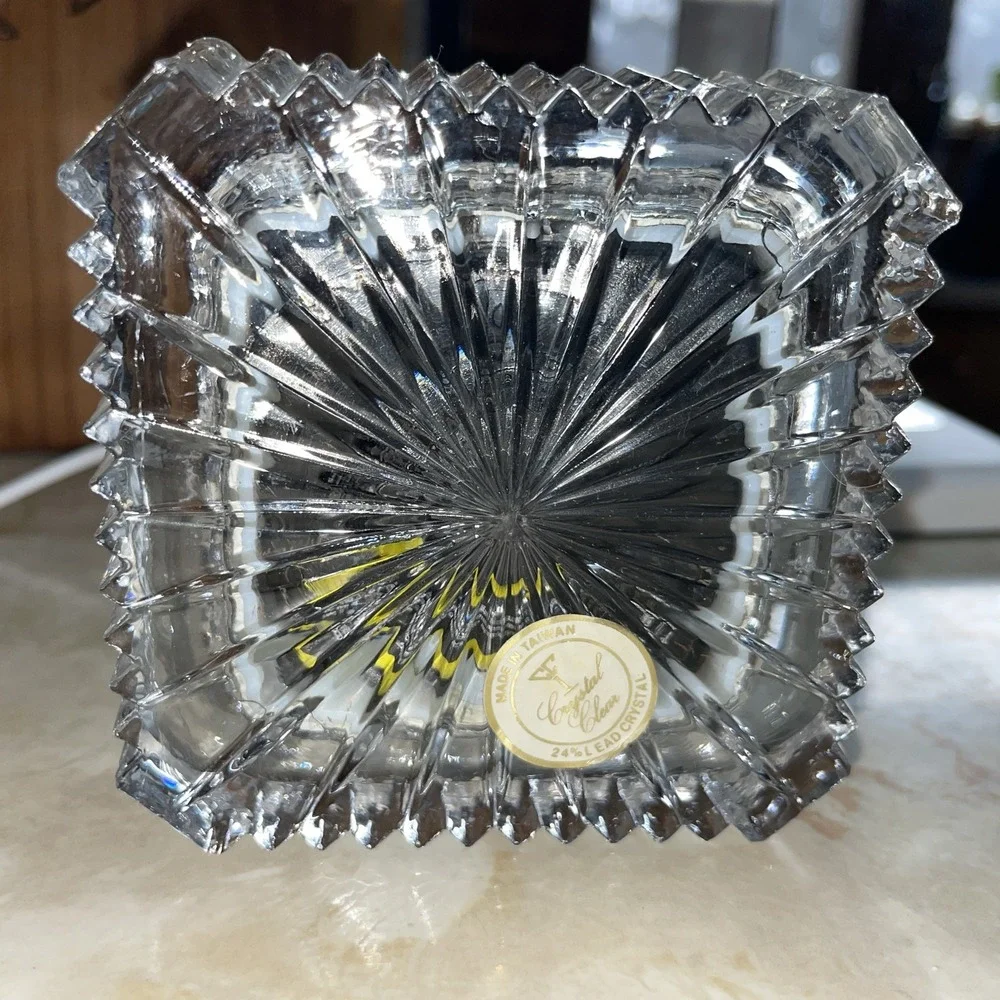 Lead Crystal Framed Square Shelf Quartz Clock TESTED‎ WORKS